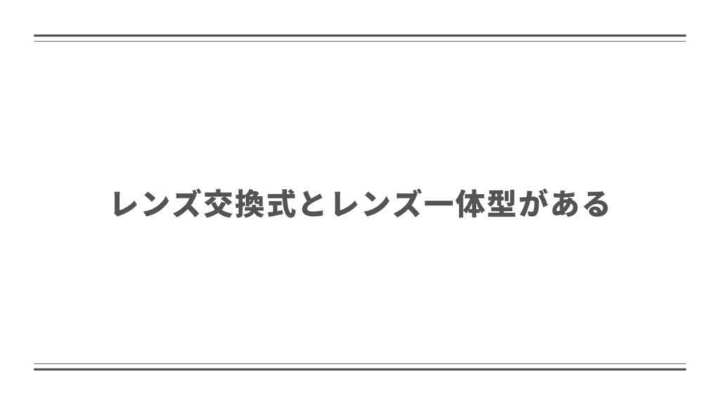 レンズ交換式とレンズ一体型がある